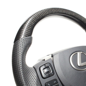 REAL ORIGINAL SERIES PARALLEL CUT C SHAPE BLACK CARBON DARK WINE X BLACK EURO STITCH STEERING WHEEL FOR LEXUS GS F 10 : ZENKI  LXC-BKC-DW