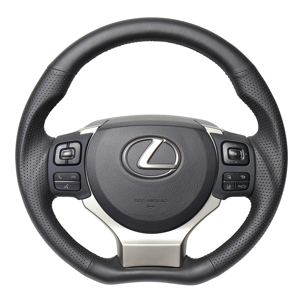 REAL ORIGINAL SERIES PARALLEL CUT C SHAPE ALL LEATHER BLACK EURO STITCH STEERING WHEEL FOR LEXUS CT 10 : 1 2 TYPE  LXC-LPB-BK
