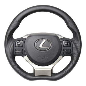 REAL ORIGINAL SERIES PARALLEL CUT C SHAPE ALL LEATHER BLACK EURO STITCH STEERING WHEEL FOR LEXUS RC F 10 : ZENKI  LXC-LPB-BK