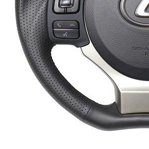REAL ORIGINAL SERIES PARALLEL CUT C SHAPE ALL LEATHER BLACK EURO STITCH STEERING WHEEL FOR LEXUS GS F 10 : ZENKI  LXC-LPB-BK