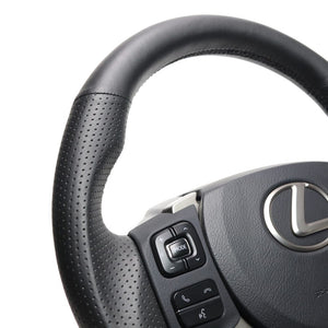 REAL ORIGINAL SERIES PARALLEL CUT C SHAPE ALL LEATHER BLACK EURO STITCH STEERING WHEEL FOR LEXUS NX 10 : ZENKI  LXC-LPB-BK