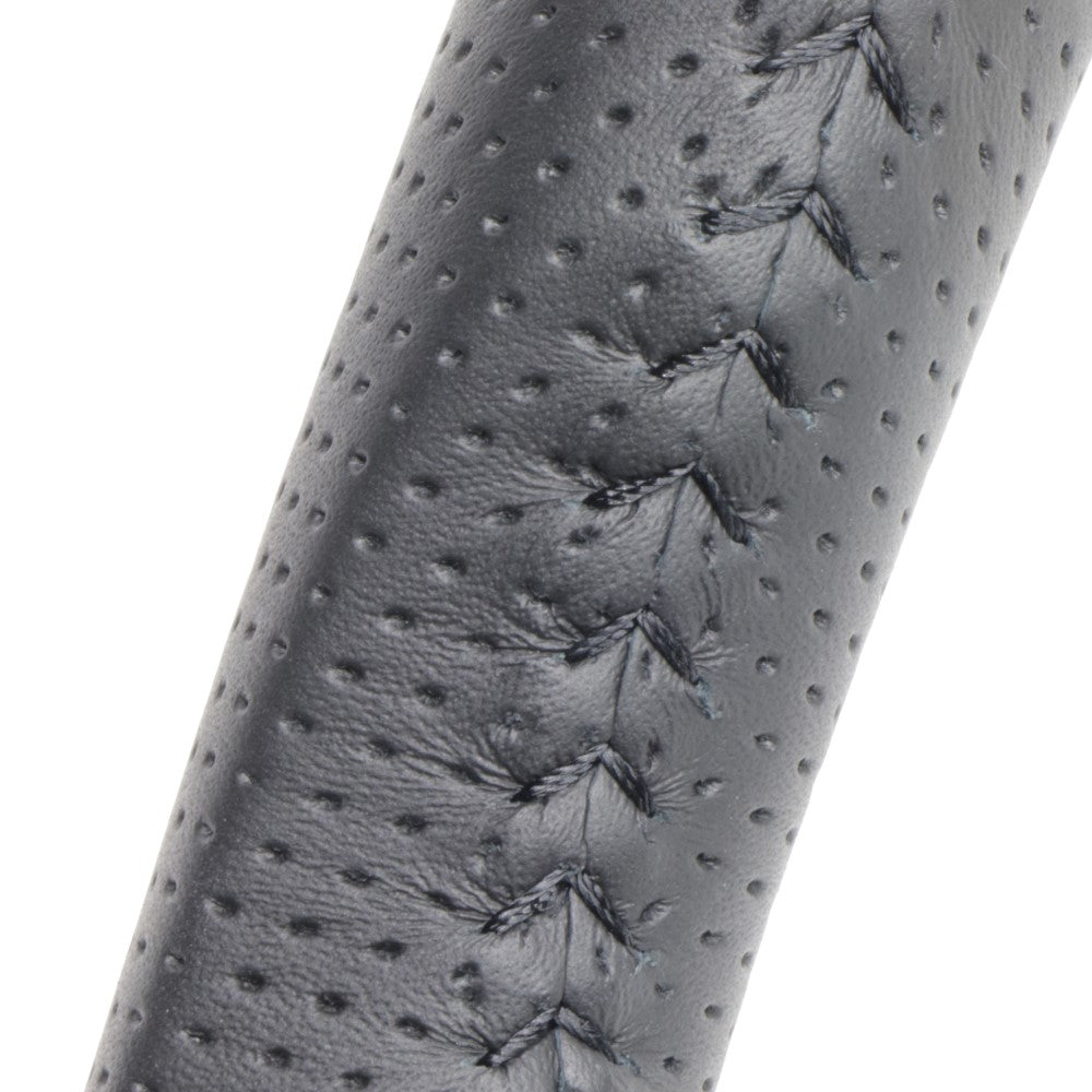 REAL ORIGINAL SERIES SOFT D SHAPE ALL LEATHER BLACK STITCH STEERING WHEEL FOR DAIHATSU HIJET TRUCK S500P: ZENKI S510P: ZENKI TYB-LPB-BK