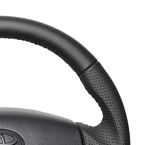 REAL ORIGINAL SERIES SOFT D SHAPE ALL LEATHER BLACK STITCH STEERING WHEEL FOR TOYOTA SUCCEED 160 : KOUKI  TYB-LPB-BK
