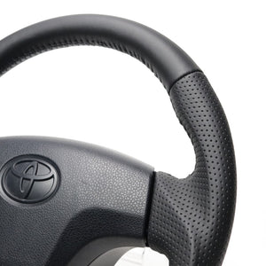 REAL ORIGINAL SERIES SOFT D SHAPE ALL LEATHER BLACK STITCH STEERING WHEEL FOR DAIHATSU MOVE LA100S TYB-LPB-BK