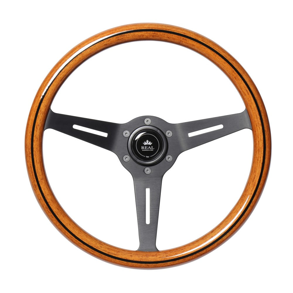 REAL REAL CLASSIC NORMAL TYPE 05 LIGHT BROWN WOOD LINE STEERING WHEEL RSS340-LBWL