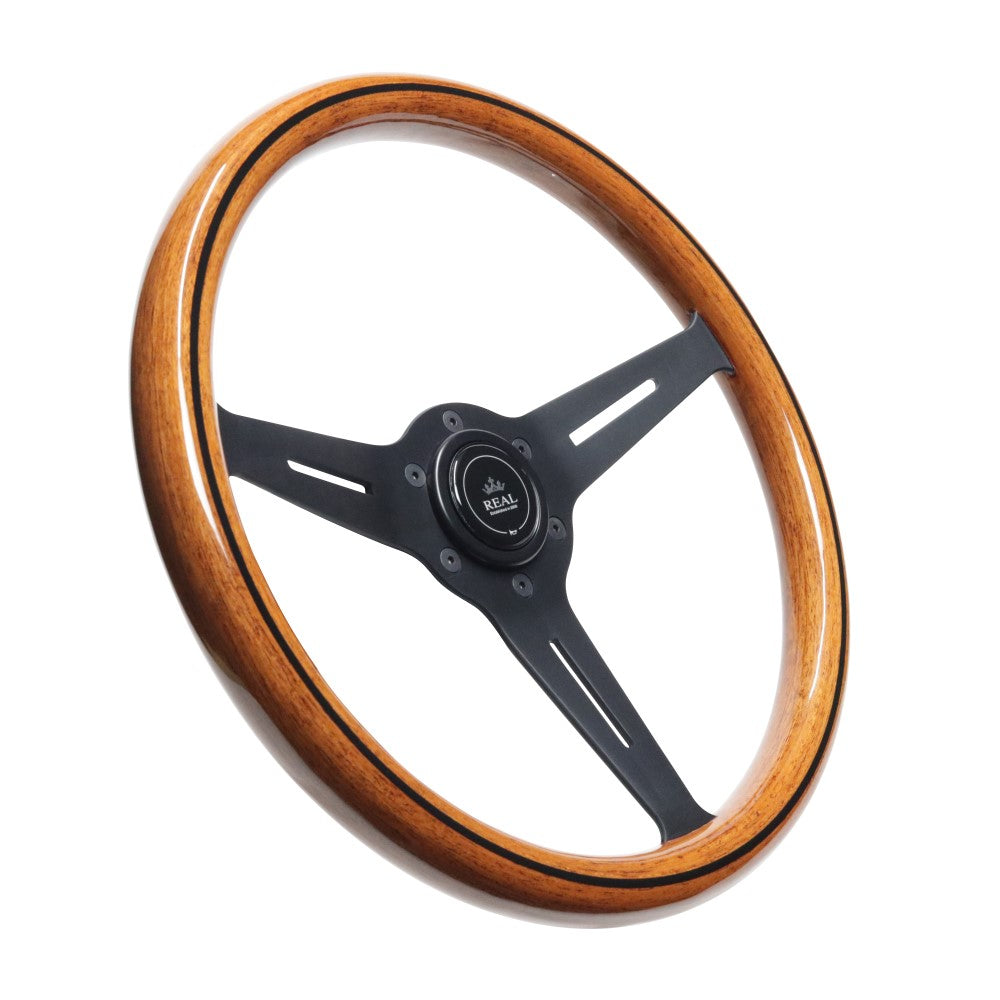 REAL REAL CLASSIC NORMAL TYPE 05 LIGHT BROWN WOOD LINE STEERING WHEEL RSS340-LBWL
