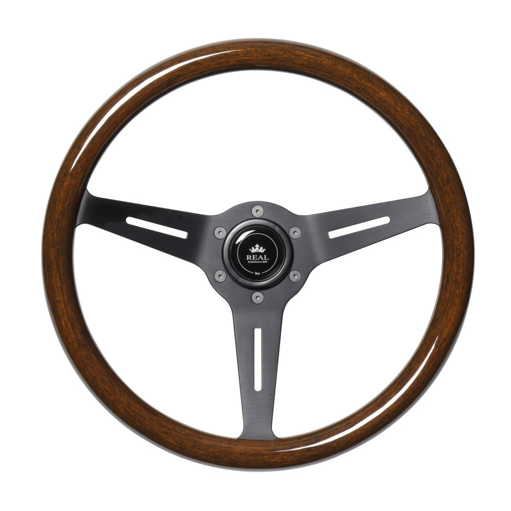 REAL REAL CLASSIC NORMAL TYPE 16 DARK BROWN WOOD STEERING WHEEL RSS340-BRW