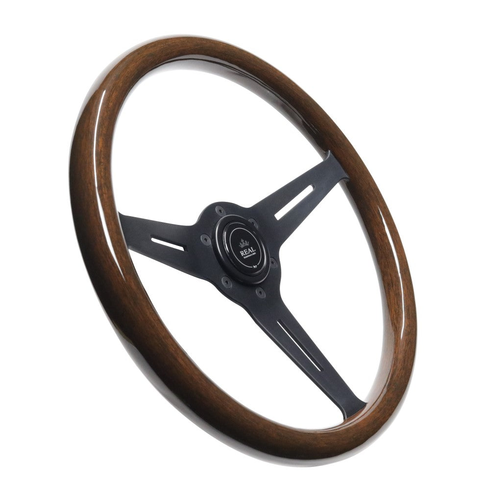 REAL REAL CLASSIC NORMAL TYPE 16 DARK BROWN WOOD STEERING WHEEL RSS340-BRW