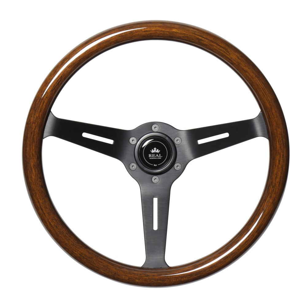 REAL REAL CLASSIC DEEP TYPE 16 DARK BROWN WOOD STEERING WHEEL RSS340-8-BRW