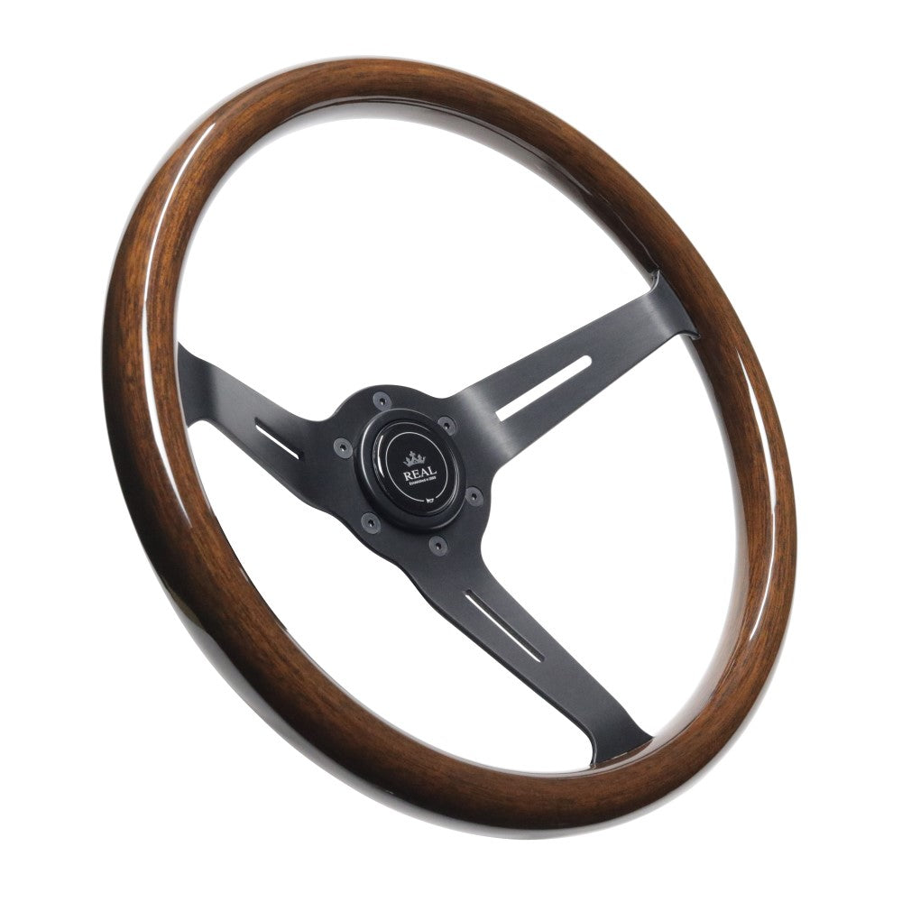 REAL REAL CLASSIC DEEP TYPE 16 DARK BROWN WOOD STEERING WHEEL RSS340-8-BRW