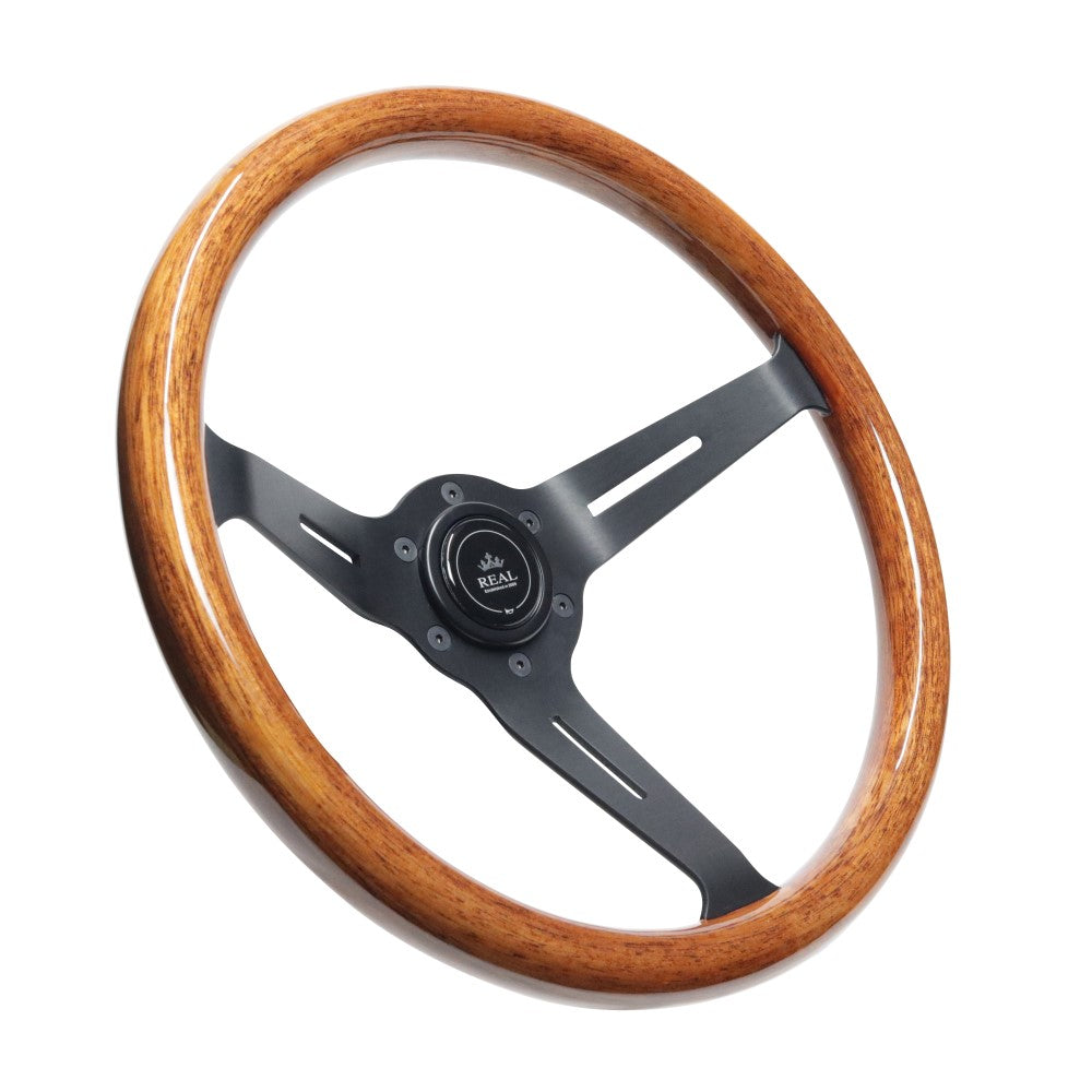 REAL REAL CLASSIC DEEP TYPE 05 LIGHT BROWN WOOD STEERING WHEEL RSS340-8-LBW