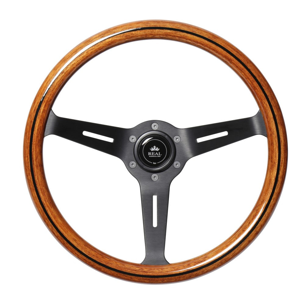 REAL REAL CLASSIC DEEP TYPE 05 LIGHT BROWN WOOD LINE STEERING WHEEL RSS340-8-LBWL