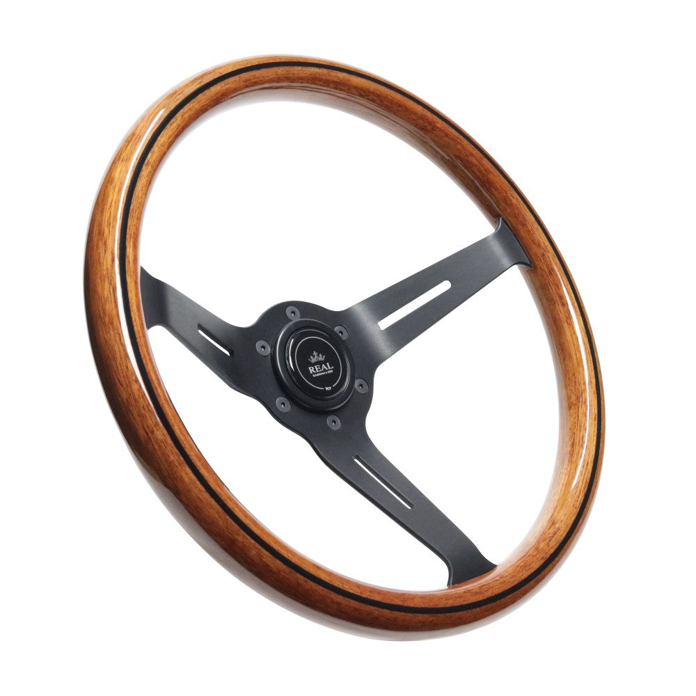 REAL REAL CLASSIC DEEP TYPE 05 LIGHT BROWN WOOD LINE STEERING WHEEL RSS340-8-LBWL