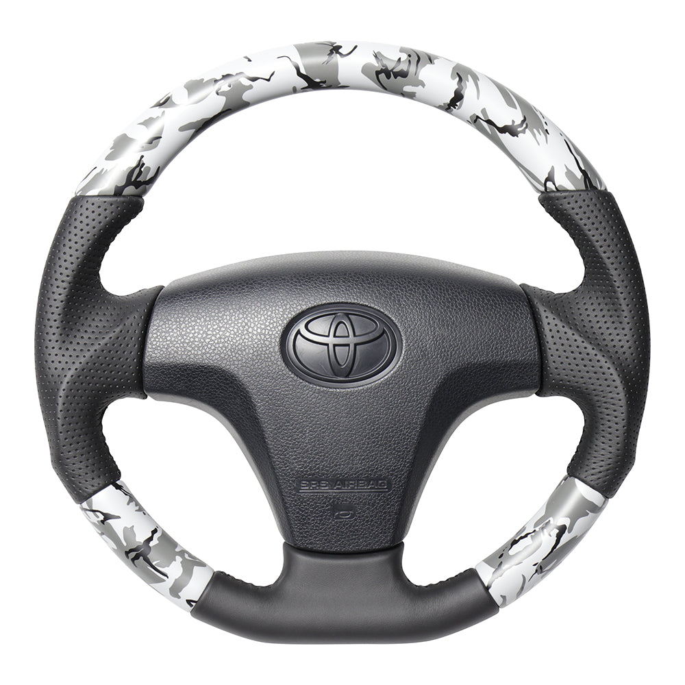 REAL ORIGINAL SERIES SOFT D SHAPE GRAY CAMOUFLAGE PRINT BLACK STITCH STEERING WHEEL FOR TOYOTA PRO BOX 160 : KOUKI  TYB-GRT-BK