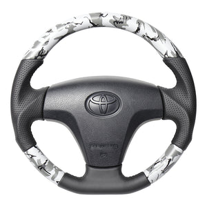 REAL ORIGINAL SERIES SOFT D SHAPE GRAY CAMOUFLAGE PRINT BLACK STITCH STEERING WHEEL FOR TOYOTA PIXIS TRUCK S500U:ZENKI 510U:ZENKI  TYB-GRT-BK