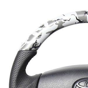 REAL ORIGINAL SERIES SOFT D SHAPE GRAY CAMOUFLAGE PRINT BLACK STITCH STEERING WHEEL FOR SUBARU SAMBAR TRUCK S500J: ZENKI S510J: ZENKI TYB-GRT-BK