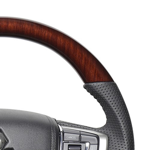 REAL ORIGINAL SERIES ROUND SHAPE 56 BROWN WOOD BLACK STITCH STEERING WHEEL FOR MITSUBISHI OUTLANDER PHEV GG W MTA-56BRW