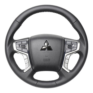 REAL ORIGINAL SERIES ROUND SHAPE ALL LEATHER BLACK STITCH STEERING WHEEL FOR MITSUBISHI DELICA D:5 CV W:LATE  MTA-LPB
