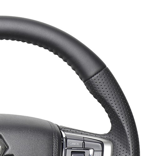 REAL ORIGINAL SERIES ROUND SHAPE ALL LEATHER BLACK STITCH STEERING WHEEL FOR MITSUBISHI DELICA D:5 CV W:LATE  MTA-LPB