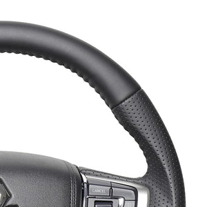 REAL ORIGINAL SERIES ROUND SHAPE ALL LEATHER BLACK STITCH STEERING WHEEL FOR MITSUBISHI DELICA D:5 CV W:LATE  MTA-LPB