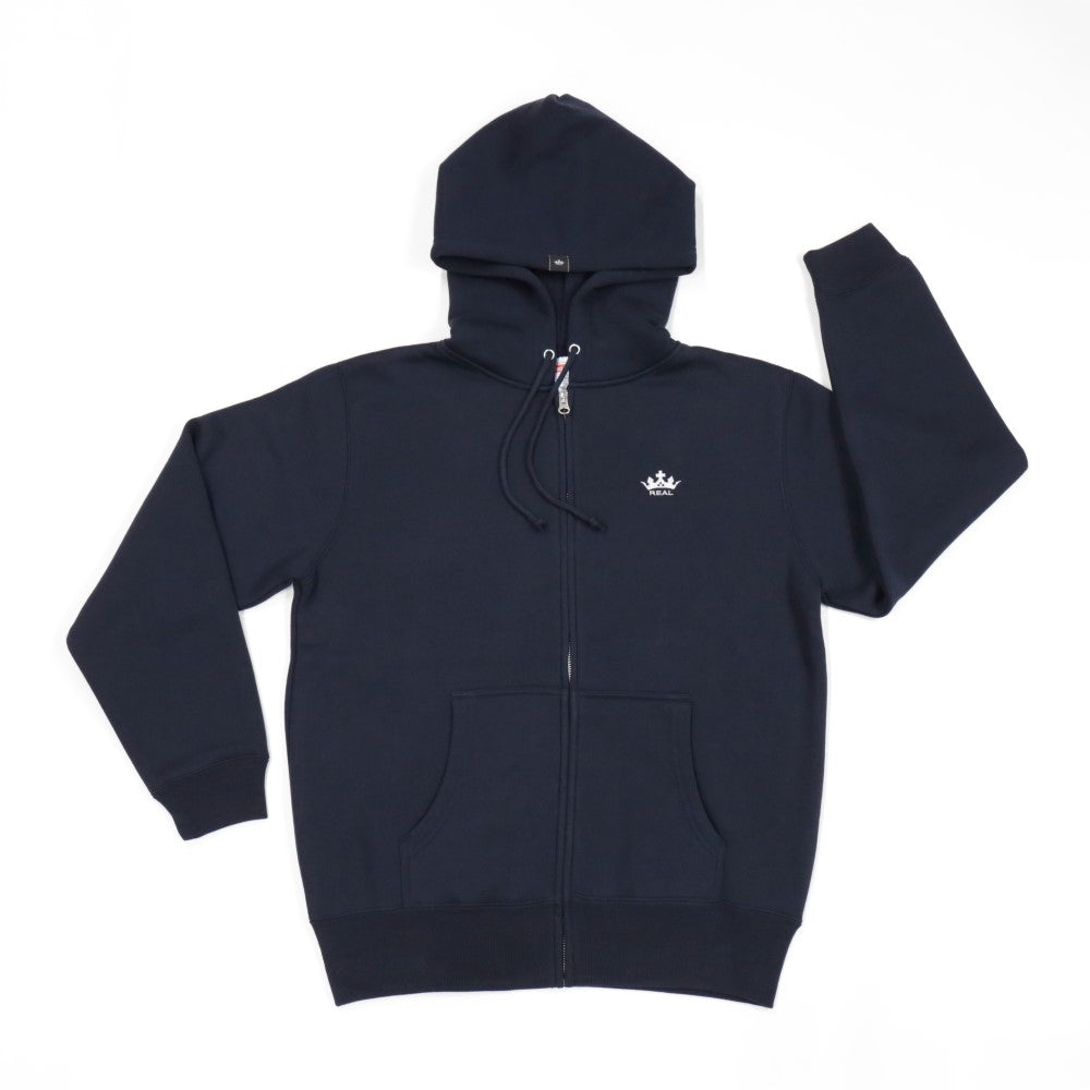 REAL FULL ZIP HOODIE NAVY L SIZE REAL-FZP-NV-L