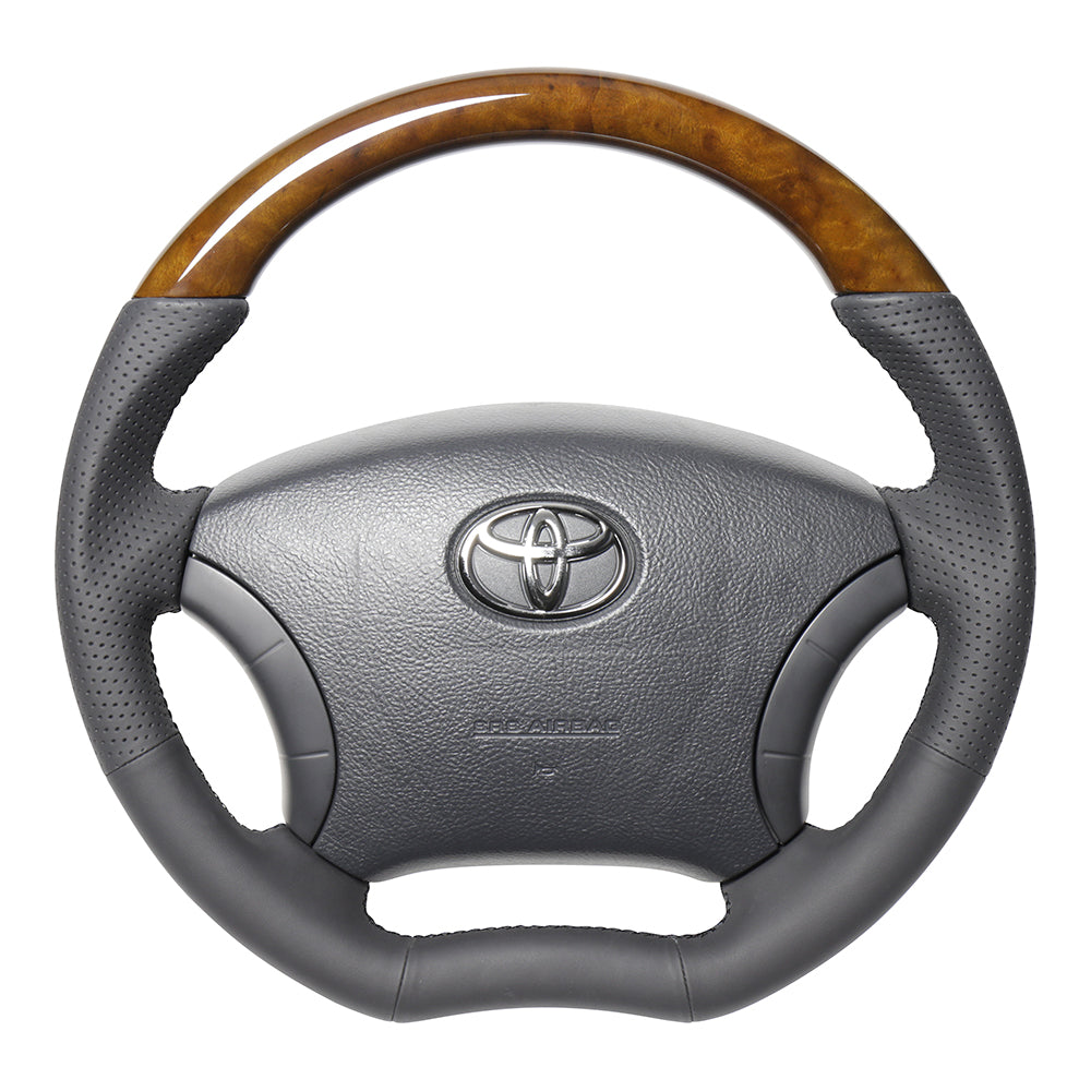 REAL ORIGINAL SERIES C SHAPE 42 BROWN WOOD BLACK EURO STITCH STEERING WHEEL FOR TOYOTA TOWN ACE TRUCK S403 S413  TYH-42BRW