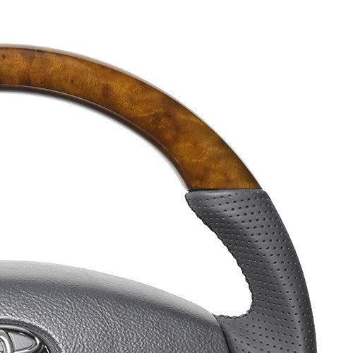 REAL ORIGINAL SERIES C SHAPE 42 BROWN WOOD BLACK EURO STITCH STEERING WHEEL FOR TOYOTA TOWN ACE VAN S403 S413  TYH-42BRW