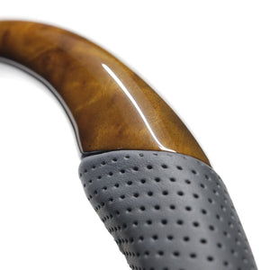 REAL ORIGINAL SERIES C SHAPE 42 BROWN WOOD BLACK EURO STITCH STEERING WHEEL FOR TOYOTA TOWN ACE TRUCK S403 S413  TYH-42BRW