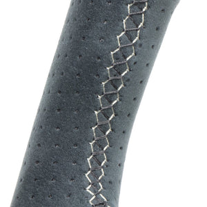 REAL ORIGINAL SERIES SOFT D SHAPE BLACK LEATHER & BLACK ULTRA SUEDE SILVER X BLACK EURO STITCH STEERING WHEEL FOR TOYOTA GR YARIS GXPA16 MXPA12 TYI-ALC-SL