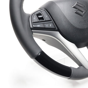 REAL ORIGINAL SERIES SOFT D SHAPE PIANO BLACK BLACK STITCH STEERING WHEEL FOR SUZUKI WAGON R STINGRAY HYBRID MH55S MH95S  SZC-PBW-BK