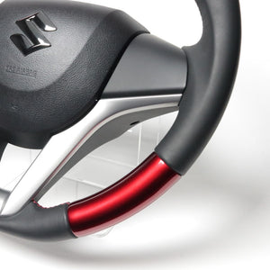 REAL ORIGINAL SERIES SOFT D SHAPE PEARL RED RED X BLACK EURO STITCH STEERING WHEEL FOR SUZUKI IGNIS FF21S  SZC-RDW-RD