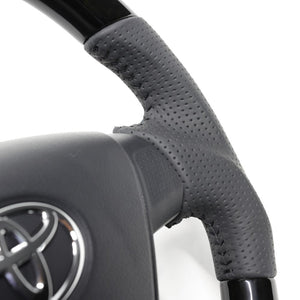 REAL ORIGINAL SERIES SOFT D SHAPE BLACK WOOD BLACK STITCH STEERING WHEEL FOR TOYOTA PIXIS VAN S321M S331M  DIA-BKW-BK