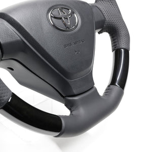 REAL ORIGINAL SERIES SOFT D SHAPE BLACK WOOD BLACK STITCH STEERING WHEEL FOR SUBARU PLEO PLUS LA350F LA360F  DIA-BKW-BK