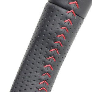 REAL ORIGINAL SERIES SOFT D SHAPE ALL LEATHER RED STITCH STEERING WHEEL FOR DAIHATSU HIJET DECK VAN KOUKI S321W KOUKI S331W  DIA-LPB-RD