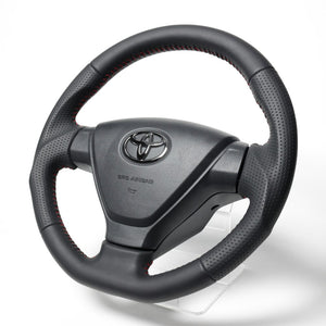 REAL ORIGINAL SERIES SOFT D SHAPE ALL LEATHER RED STITCH STEERING WHEEL FOR DAIHATSU HIJET DECK VAN KOUKI S321W KOUKI S331W  DIA-LPB-RD