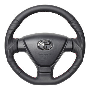 REAL ORIGINAL SERIES SOFT D SHAPE ALL LEATHER RED STITCH STEERING WHEEL FOR TOYOTA PIXIS EPOCH LA350A LA360A  DIA-LPB-RD