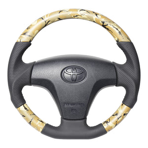 REAL ORIGINAL SERIES SOFT D SHAPE BEIGE CAMOUFLAGE PRINT BLACK STITCH STEERING WHEEL FOR TOYOTA SUCCEED 160 : KOUKI  TYB-BGT-BK