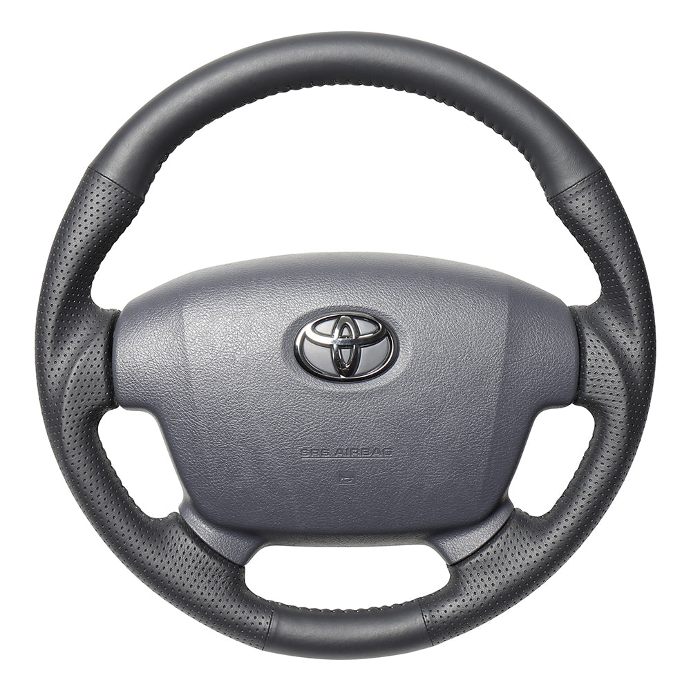REAL PREMIUM SERIES ROUND SHAPE ALL LEATHER GRAY STITCH STEERING WHEEL FOR TOYOTA LAND CRUISER 70  H204P-LPB-70