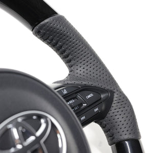 REAL ORIGINAL SERIES D SHAPE 38B BLACK WOOD BLACK STITCH STEERING WHEEL FOR TOYOTA YARIS CROSS GR SPORT MXPJ10 MXPB10  TYJ-38BBKW