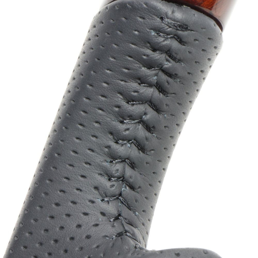 REAL ORIGINAL SERIES D SHAPE 56 BROWN WOOD BLACK STITCH STEERING WHEEL FOR TOYOTA AQUA MXPK10  TYJ-56BRW