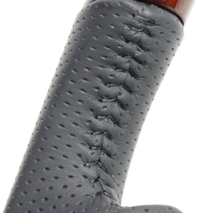 REAL ORIGINAL SERIES D SHAPE 56 BROWN WOOD BLACK STITCH STEERING WHEEL FOR TOYOTA AQUA MXPK10  TYJ-56BRW