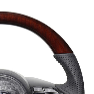 REAL ORIGINAL SERIES D SHAPE 56 BROWN WOOD BLACK STITCH STEERING WHEEL FOR TOYOTA YARIS CROSS GR SPORT MXPJ10 MXPB10  TYJ-56BRW