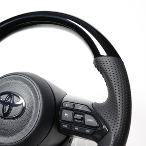 REAL ORIGINAL SERIES D SHAPE PIANO BLACK BLACK STITCH STEERING WHEEL FOR TOYOTA YARIS CROSS GR SPORT MXPJ10 MXPB10  TYJ-PBW