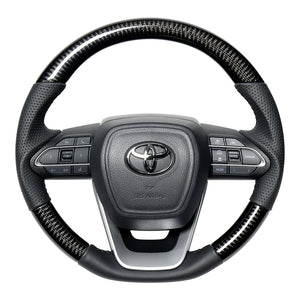 REAL ORIGINAL SERIES D SHAPE BLACK CARBON BLACK STITCH STEERING WHEEL FOR TOYOTA NOAH 90  TYK-BKC