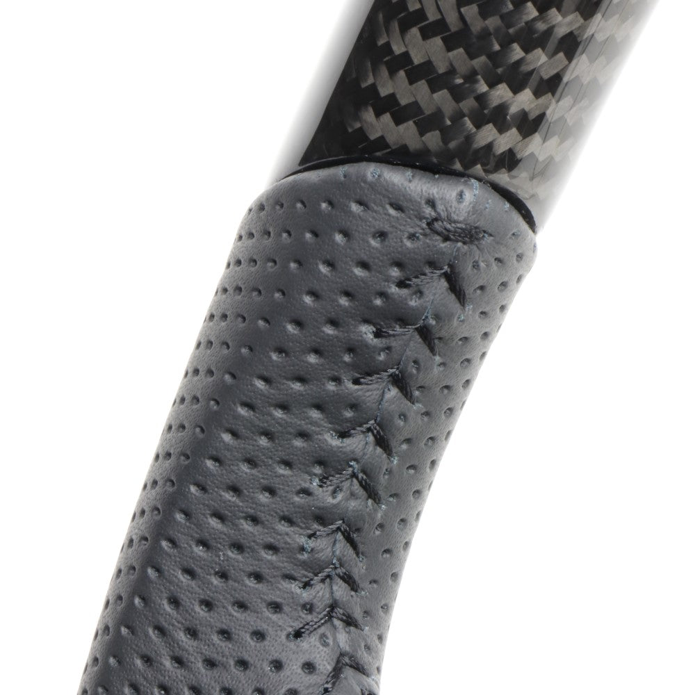 REAL ORIGINAL SERIES D SHAPE BLACK CARBON BLACK STITCH STEERING WHEEL FOR SUZUKI RANDY 90  TYK-BKC