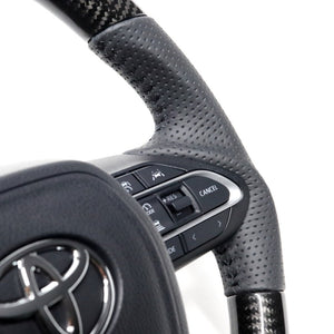 REAL ORIGINAL SERIES D SHAPE BLACK CARBON BLACK STITCH STEERING WHEEL FOR TOYOTA NOAH 90  TYK-BKC