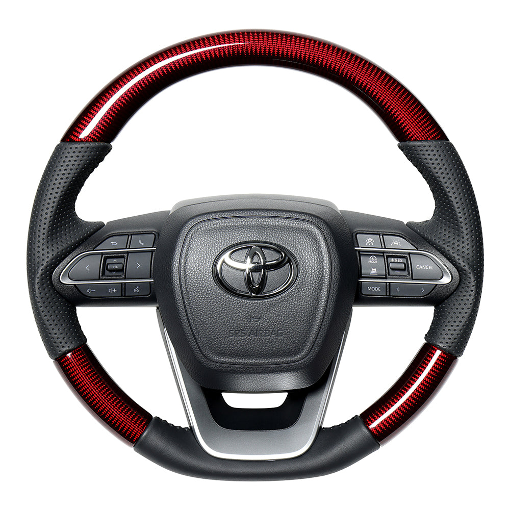 REAL ORIGINAL SERIES D SHAPE RED CARBON BLACK STITCH STEERING WHEEL FOR TOYOTA VOXY 90  TYK-RDC