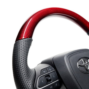 REAL ORIGINAL SERIES D SHAPE RED CARBON BLACK STITCH STEERING WHEEL FOR TOYOTA NOAH 90  TYK-RDC