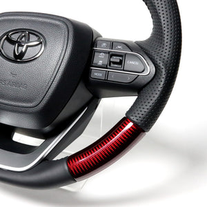 REAL ORIGINAL SERIES D SHAPE RED CARBON BLACK STITCH STEERING WHEEL FOR TOYOTA NOAH 90  TYK-RDC