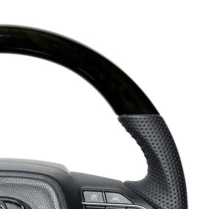 REAL ORIGINAL SERIES D SHAPE BLACK WOOD BLACK STITCH STEERING WHEEL FOR SUZUKI RANDY 90  TYK-BKW